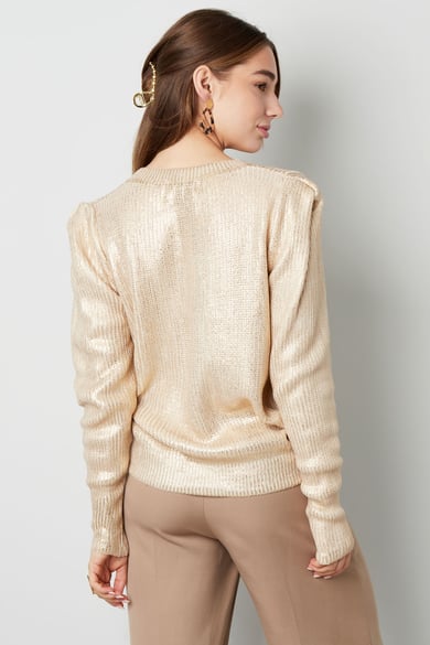 Gestrickter Stadtpullover in Metallic-Optik – Schwarzgold h5 Bild11